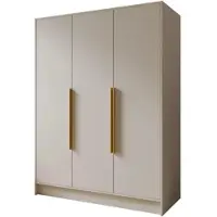 Masseno Drehtürenschrank BERON 150/200/51 cm Modern Kleiderschrank 3-türig Kaschmir