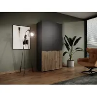 Masseno Drehtürenschrank ATELIO 101/200/51 cm Modern Kleiderschrank 2-türig Schwarz