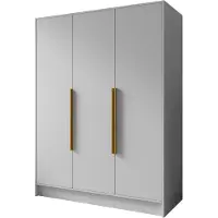 Masseno Drehtürenschrank BERON 150/200/51 cm Modern Kleiderschrank 3-türig Weiß