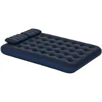 StarTech.com Luftmatratze für 2 Personen - Aufblasbares Doppelbett - Mit Handpumpe - Weiche und robuste Liegefläche - Für Camping und Gäste - 203x152x22 cm - Blau