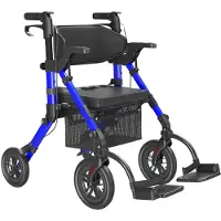 StarTech.com Gehhilfe für Senioren - 2-in-1 Rollator Rollstuhl Kombination - Mit Sitz - Leicht - Faltbar - Blau