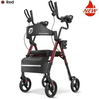 StarTech.com Aufrechtgeh-Rollator für Senioren - Stehrollator - Faltbar - Polyurethangepolsterter Sitz und Rückenlehne - Sitzfläche ca. 25x30 cm - Rot