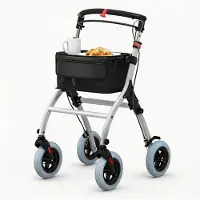 StarTech.com Schmaler Indoor Rollator - Wohnungsrollator - Faltbar - Extra leicht 7,8 kg - Leise rutschfeste Räder - Ablagetablett für Senioren - Elfenbein