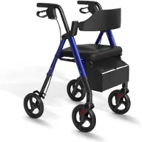 StarTech.com Rollator für Senioren - Gehwagen mit Sitz - Faltbar - Leichter Aluminiumrahmen - 20 cm Räder für Innen- und Außenbereich - Blau