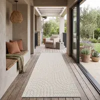 TT Home Outdoor Teppich Wetterfest Garten Schlafzimmer Flur Regenbogen Muster Boho Design Unifarben Sisal Look Moderner Style Größe 80x250 cm