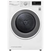 LG RC91V5AV6N, Freistehend, Frontlader, Wärmepumpe, Weiß, Tasten, Drehregler, Links