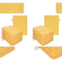 Betz 20 Stück Waschhandschuhe Waschlappen PREMIUM Größe 16x21 cm 100% Baumwolle Farbe honiggelb
