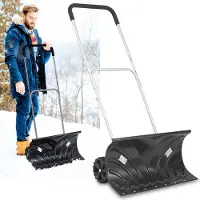 HECHT 661 GT Schneeschieber Schneeschaufel mit Räder | 66 cm Räumbreite | Alu-Profil-Kante | 140 cm Höhe