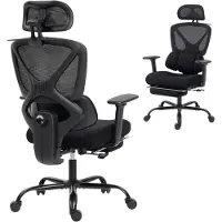 HOMCOM Ergonomischer Bürostuhl mit Lendenstütze, verstellbare Kopfstütz