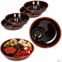 MamboCat 6x Juego Tapas Schale Ø14,3cm Olivenschale Ton-Cazuela mit Kernablage Antipasti