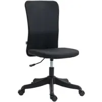 HOMCOM Bürostuhl mit Rollen, höhenverstellbar und mit Bezug in Leinenoptik; Für Büro oder Arbeitszimmer; 53 x 43 x 85–93 cm; Schwarz