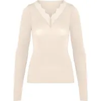Hunkemoller super soft Spitzen-Shirt aus Kaschmir-Mix mit V-Ausschnit Weiß