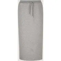 MADELEINE Maxirock "Rock Jerseyrock mit Glanzgarn & Tunnelzug", Damen, Gr. 34, grau (steingrau, melange), Modern, regular fit, Röcke Maxirock