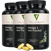 IK-Handelsgruppe Vita Elements Omega 3 3er Set 365 Kapseln EPA DHA Fischöl Omega-3 Fish Oil Nahrungsergänzungsmittel