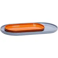 Hubsch Amare Serving Tablett Set of 2 Light Blue/Orange - , Amare, Blau, für Wohnzimmer, Stein