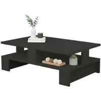 Dmora Wohnzimmertisch Dlettier, Niedriger Wohnzimmertisch, Kaffeeregal, Couchtisch für Sofa, 80x50h28 cm, Anthrazit