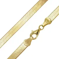 Trendor 31255 Damen-Kette 925 Silber Vergoldet Fischgrätmuster 5,5 mm breit
