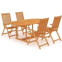vidaXL 5-tlg. Garten-Essgruppe Massivholz Teak