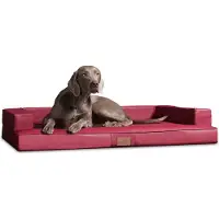 Tierlando Orthopädisches Design Hundesofa GIBSON VISCO Kunstleder kubische Form - Größe: 80x60cm | Farbe: 04 Dunkelrot