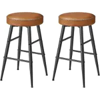 Vasagle Echo Collection Barhocker, 2er Set, Barhocker, Küchenstühle, Kunstleder, 63 cm hoch, für Küche, Esszimmer, einfache Montage, karamellbraun
