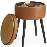 Songmics Sitzhocker mit Stauraum rund karamellbraun