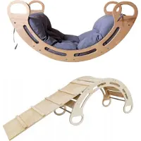 Sonstiges Kletterbogen Natu mit Kissen Grau und Rutsch Montessori Kletterbogen klettergerüst kinderzimmer Stimuliert die Entwicklung der motorischen Fähigkeiten