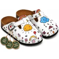 Goby Clogs Schuhe für Damen – Handgefertigte - Mädchen- und Damenschuhe für den Alltag - Farbiger Druck - Bequem & Langlebig - EVA-Sohle – Grundschul-Zeichnungen