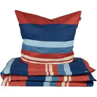Schiesser Bettwäscheset Luca | Gestreift | Renforcé | 2-teilig | 100% Baumwolle | Angenehm weich & glatt | YKK-Reißverschluss | 135x200 cm + 80x80 cm | Terrakotta-Blau