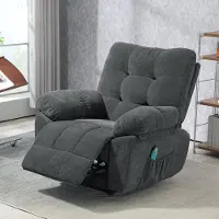 SUGIFT Massagesessel mit 8 Vibrationspunkten, Relaxsessel mit Heizfunktion, Fernsehsessel Chenille, Dunkelgrau | 150° Neigung | bis 190 cm | Taschenfederkern