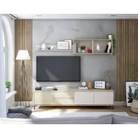 Freiraum Wohnwand >SALON< (3-tlg.) in Eiche Nachbildung / Kaschmir - 200x46,5x40 (BxHxT)