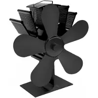 Fokelyi Sonderangebot! Ventilator mit 5 Flügeln für holzbetriebene Öfen und Kamine, geeignet für Holzscheite und Kamine, schwarz