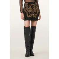 AllSaints Jamilia Emb Skirt Black/gold Größe: 10 | Miniröcke Outlet | Damen | Schwarz