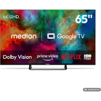 Medion 163,9 cm (65 Zoll) Fernseher (Smart TV, 4K, Dolby Vision HDR, Prime Video, Disney+, kompatibel mit Google TV, PVR, Bluetooth, MD 865401)