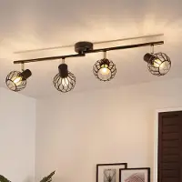 ZMH LED Deckenstrahler 4 Flammig Schwarz E14 Metall Deckenlampe 350° Schwenkbar Wohnzimmer Lampe Decke Spots Innen Deckenspot Küche Deckenleuchte