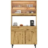 Flieks Garderobenset mit 5 Garderobenhaken, Spiegel, Schuhschrank, Einbauschrank mit oberen Regalen, Schubladen, Flurgarderobe Set, Kleiderschrank-Set
