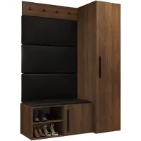 Mirjan 24 Garderoben-Set Medi II, Schuhschrank, Kleiderhakenbrett, 4x Paneel 84x42, 4 Kleiderhaken (Farbe: Nuss Warmia, Soft 011)