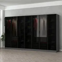 Skye Decor , Kale - 6095, Kleiderschrank, Anthrazit, 100 % MELAMINBESCHICHTETE SPANPLATTEN, 315 x 52 x 210 cm