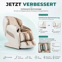 Naipo Massagesessel A350WG-PRO, 3D SL-Track Shiatsu, Zero-Gravity, 15 Programme, 24 Airbags, Wadenverlängerung, Wärmefunktion