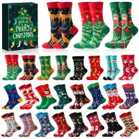 Merkloos Adventskalender mit 24 Paar lustigen Weihnachtssocken