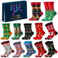 Merkloos Adventskalender mit 12 Paar Socken für Erwachsene und Teenager