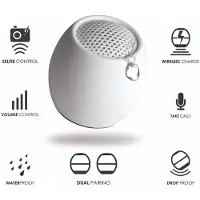 Boompods Zero, 3 cm, 3 W, Kabellos, Tragbarer Mono-Lautsprecher, Weiß, IPX6