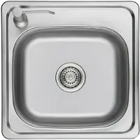 Kuchinox Einzelspülbecken 47,5 x 47,5 cm, Flüssigkeitsabscheider links, Chromstahl-Set