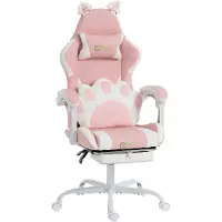 HOMCOM Vinsetto Gaming Stuhl Bürostuhl Ergonomischer Gamer Stuhl mit Fußstütze, Rosa