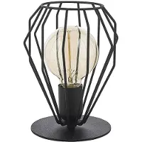 Licht-Erlebnisse Tischlampe Design Beleuchtung Schwarz Metall 22cm hoch außergewöhnlicher Draht Schirm OHLA Moderne Lampe