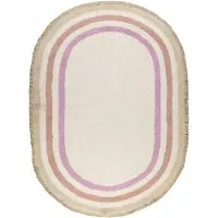 Little Olly Waschbarer Kinderteppich Oval | Milo Rosa | 80x120cm | Pink | Oval
