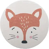 Little Olly Waschbarer Spielteppich Rund | Sammy Fox Orange | Ø 80cm | Orange | Rund