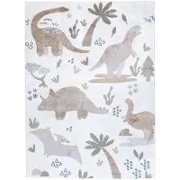 Little Olly Waschbarer Kinderteppich | Mace Dino Creme | 80x150cm | Creme | Rechteckig | Kinder Teppich
