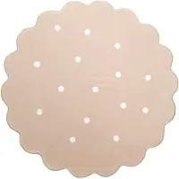 Little Olly Teppich Kinderzimmer Rund | Cloudy Dots Beige | Ø 200cm | Beige | 3D | Mesh | Wellig