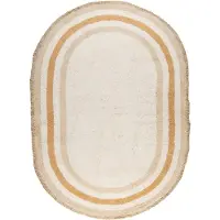 Little Olly Waschbarer Kinderteppich Oval | Milo Beige | 80x120cm | Beige | Baumwolle | Oval