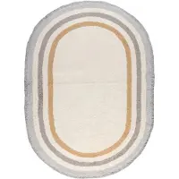 Little Olly Waschbarer Kinderteppich Oval | Milo Grau | 120x180cm | Grau | Baumwolle | Oval